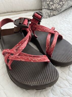 Chaco Women's Strappy Sandal in Coral and Brown